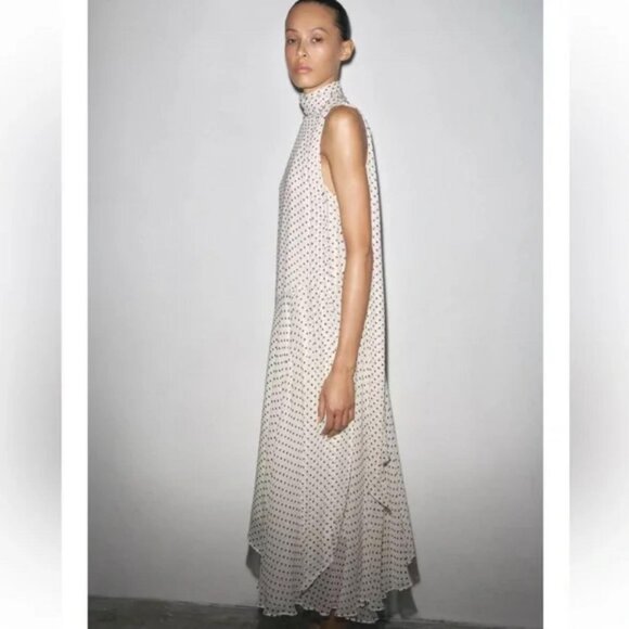 ZARA POLKA DOT HALTER DRESS ZW COLLECTION - Picture 1 of 7